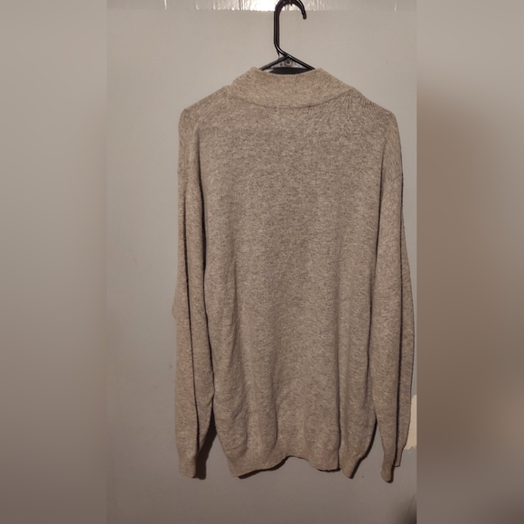 Old Money Preppy Wool Cashmere Sweater L Grey Quarter Zip Grandpa Quiet Luxury - Picture 6 of 8